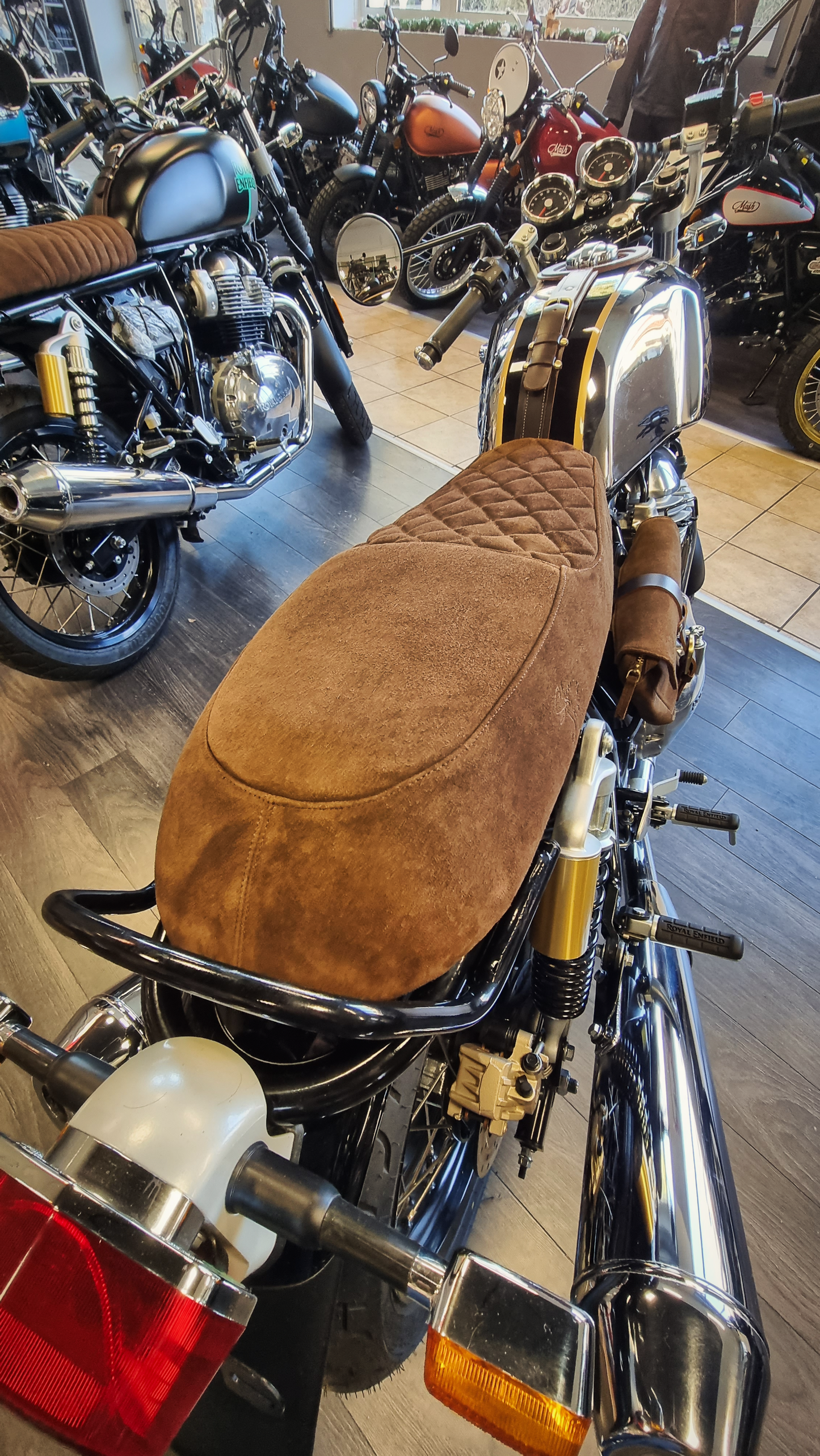 Brown leather COMFORT seat cover for Royal Enfield Continentale GT 650