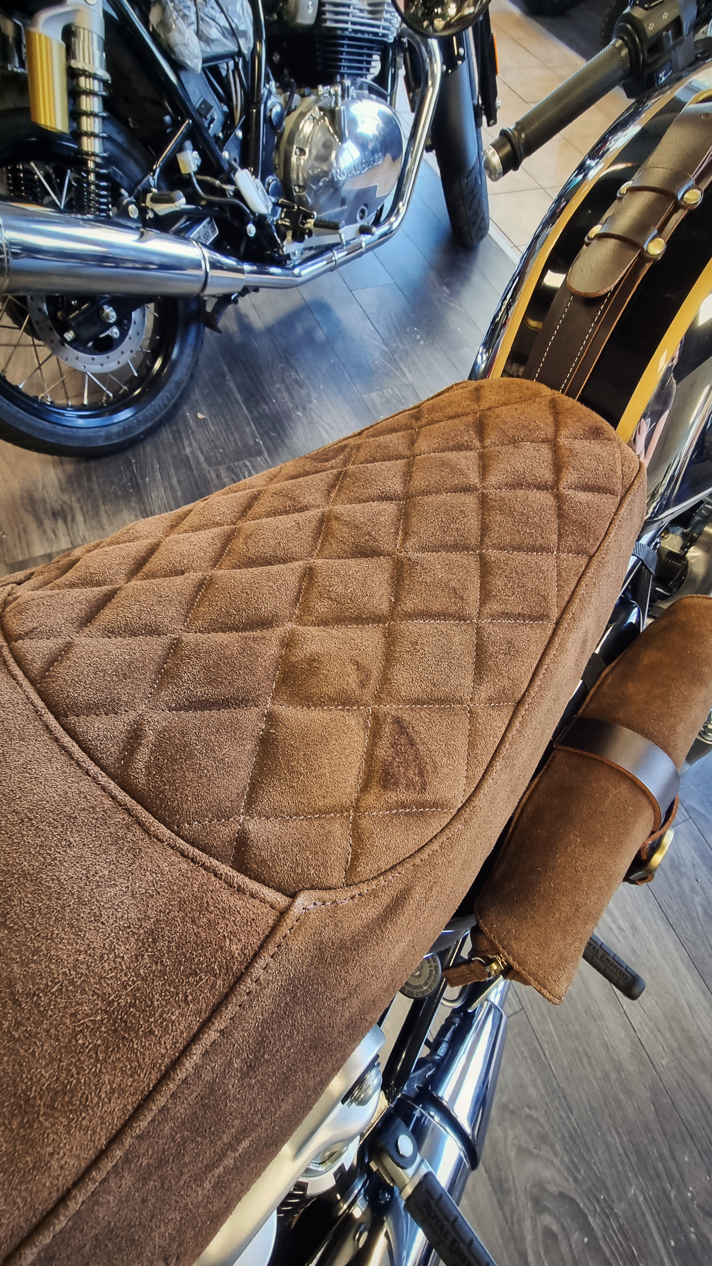 Brown leather COMFORT seat cover for Royal Enfield Continentale GT 650