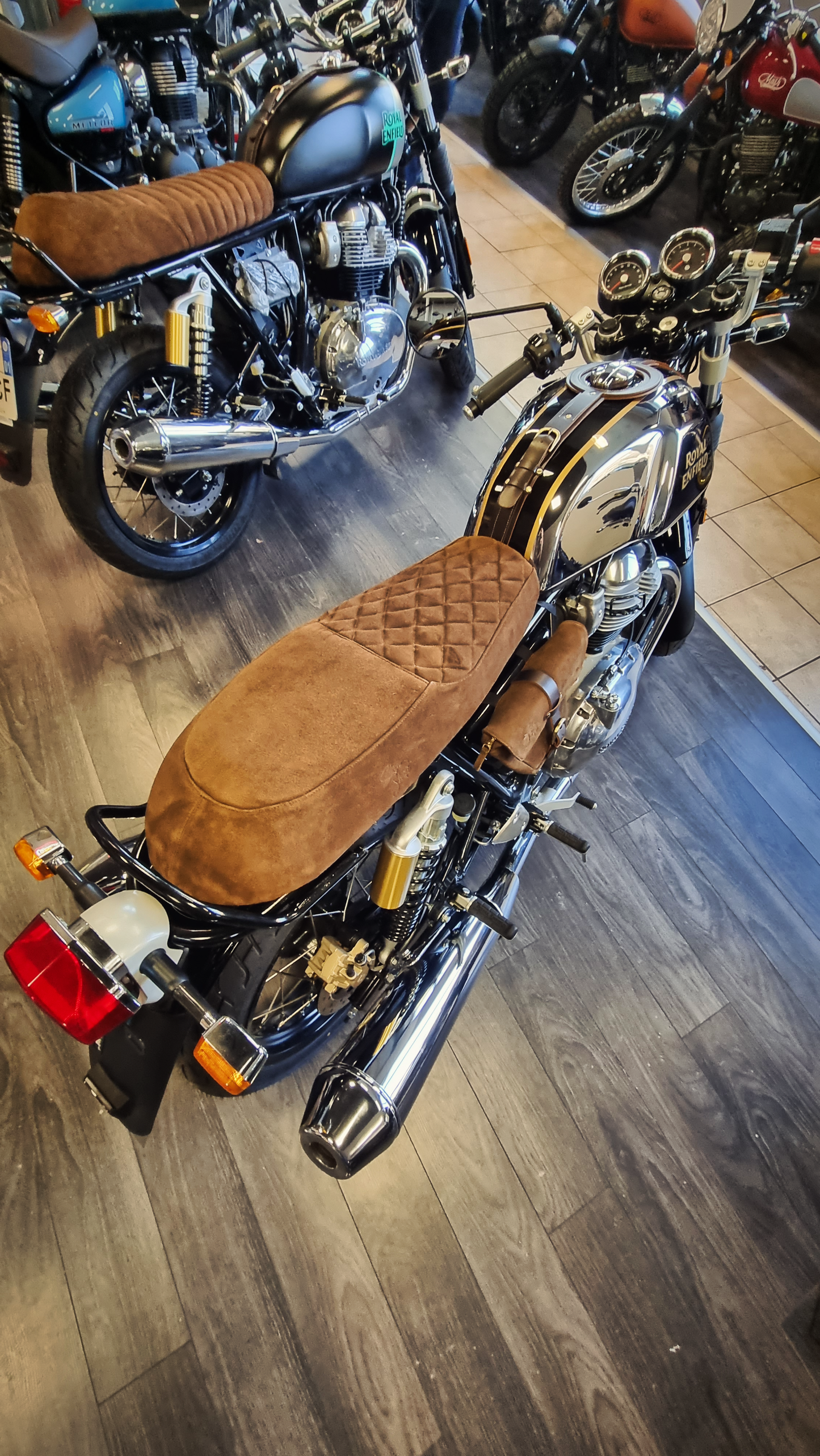 Brown leather COMFORT seat cover for Royal Enfield Continentale GT 650