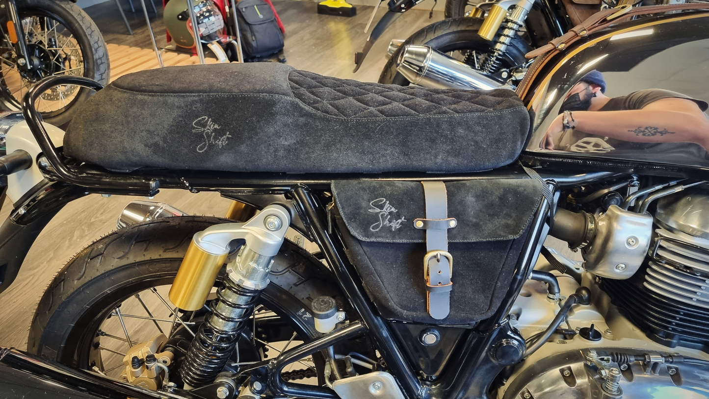 Housse de Selle CONFORT cuir Noir profond pour Royal Enfield Continentale GT 650