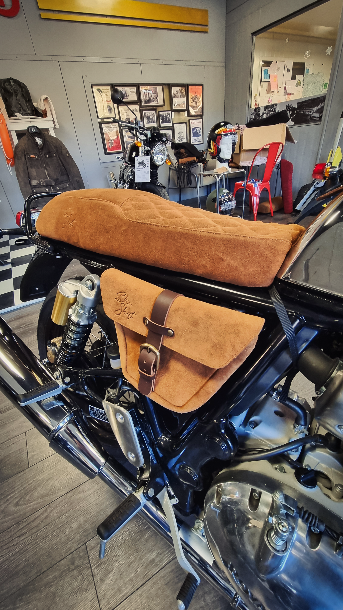 Camel leather COMFORT seat cover for Royal Enfield Continentale GT 650