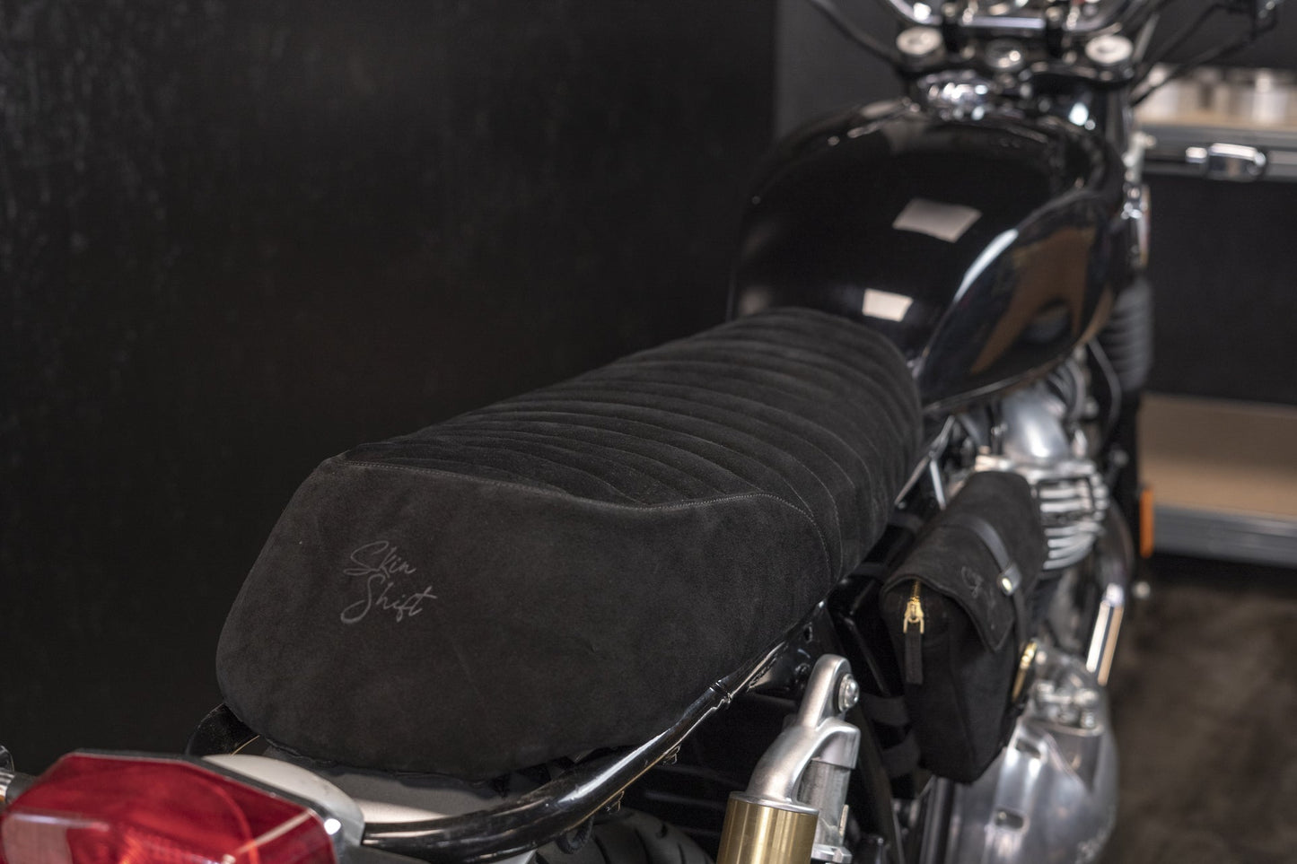 Deep Black Leather COMFORT Seat Cover for Royal Enfield Interceptor 650