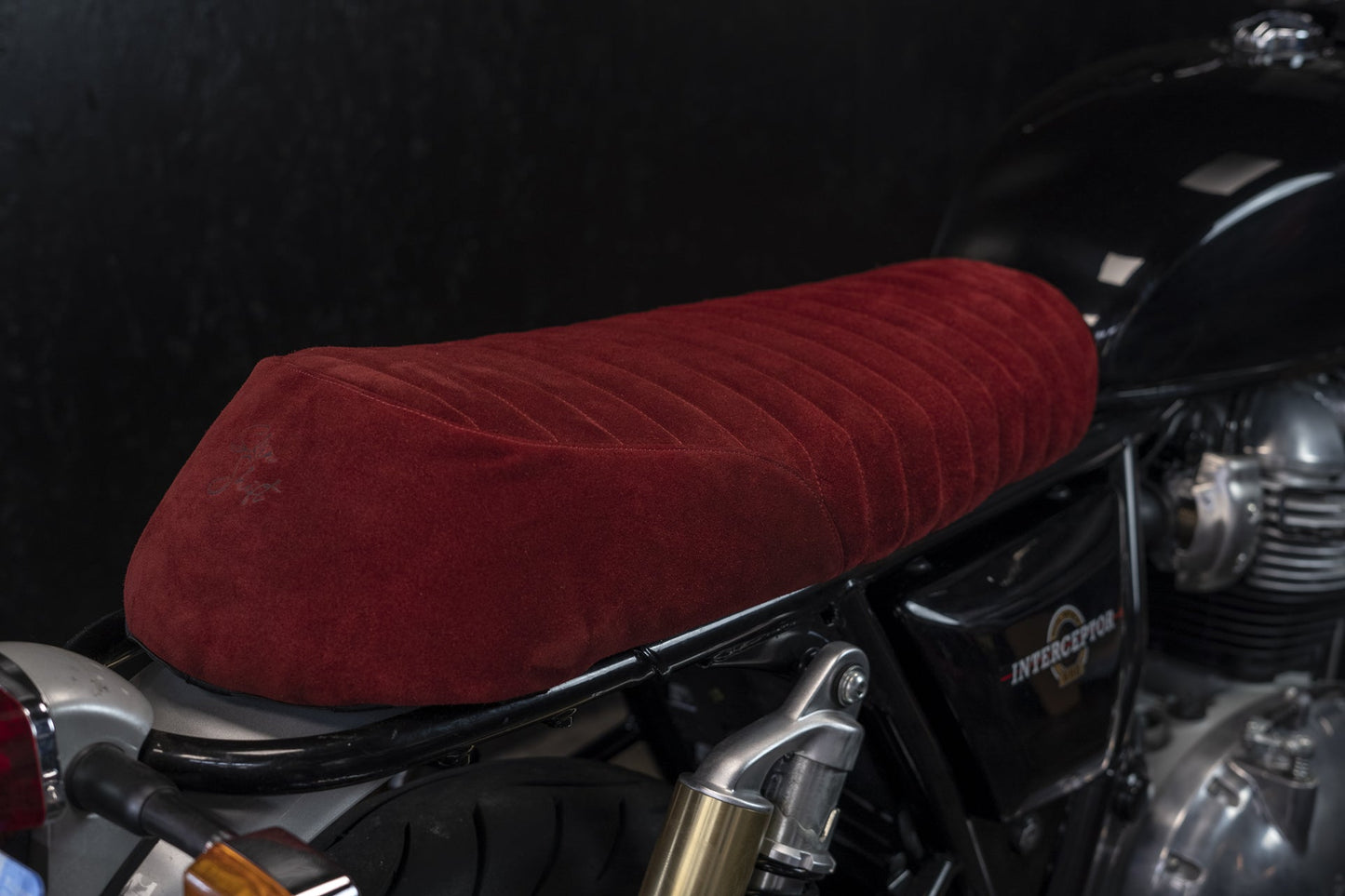 COMFORT Saddle Cover Burgundy leather for Royal Enfield Interceptor 650