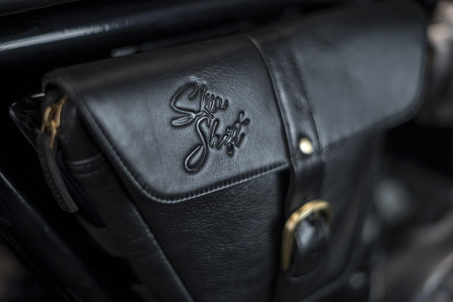 Classic Black leather side bag for Royal Enfield