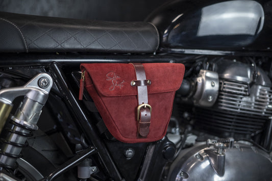 Sacoche latérale cuir Lie de vin pour Royal Enfield