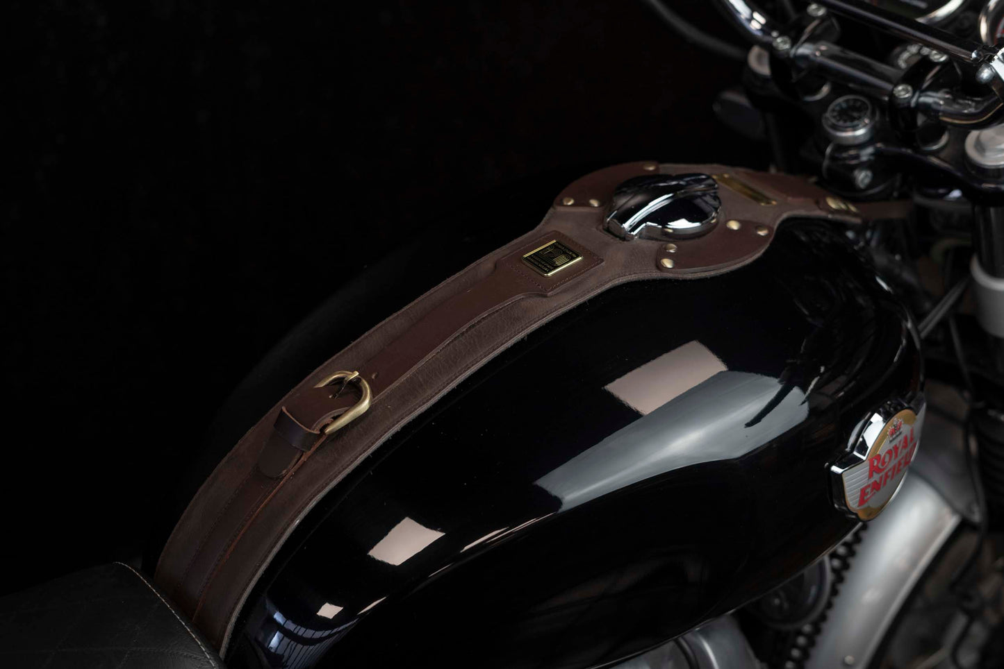 Brown tank strap 120th anniversary Royal Enfield Interceptor and Continentale GT 650