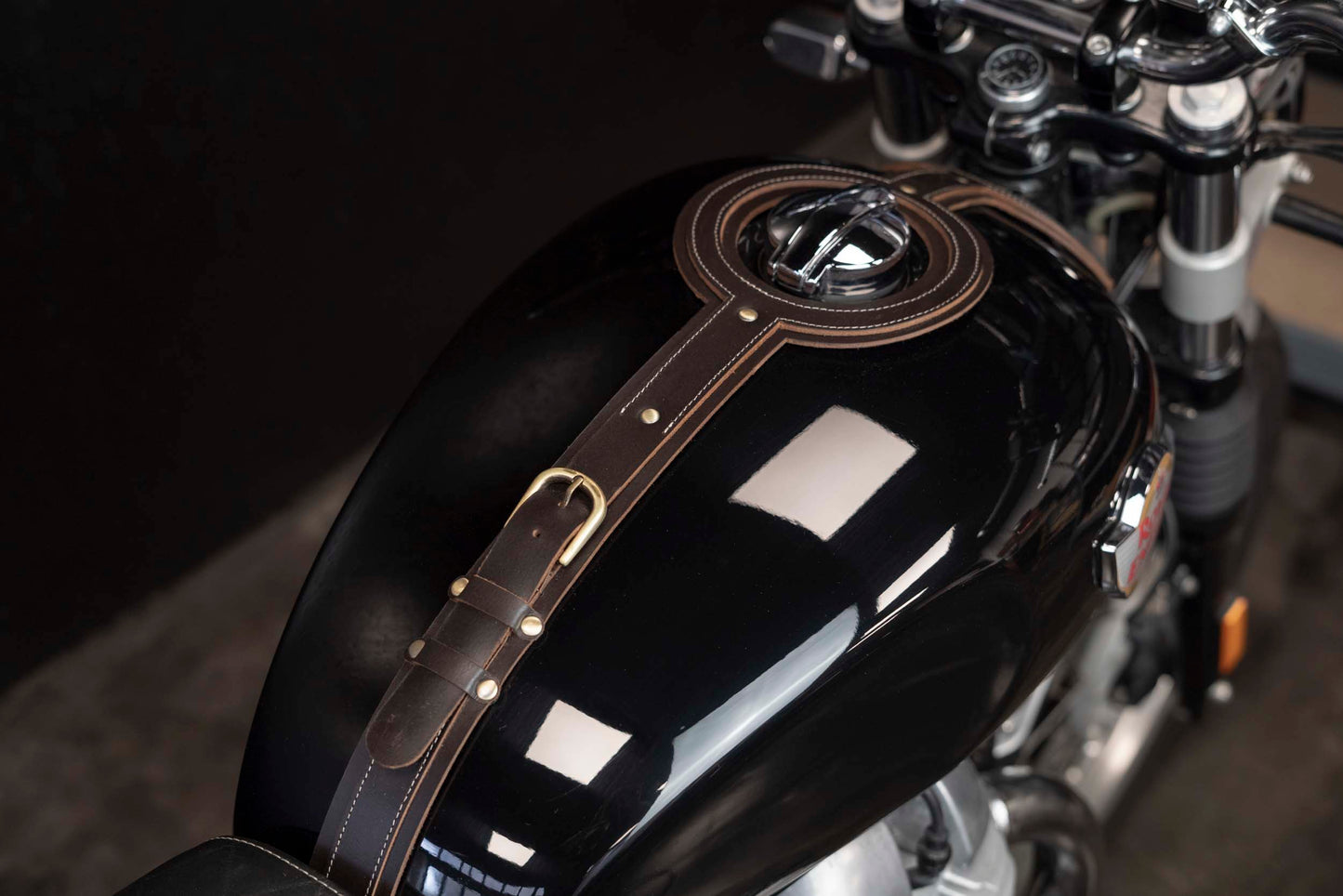 Brown tank strap for Royal Enfield Interceptor and Continentale GT 650