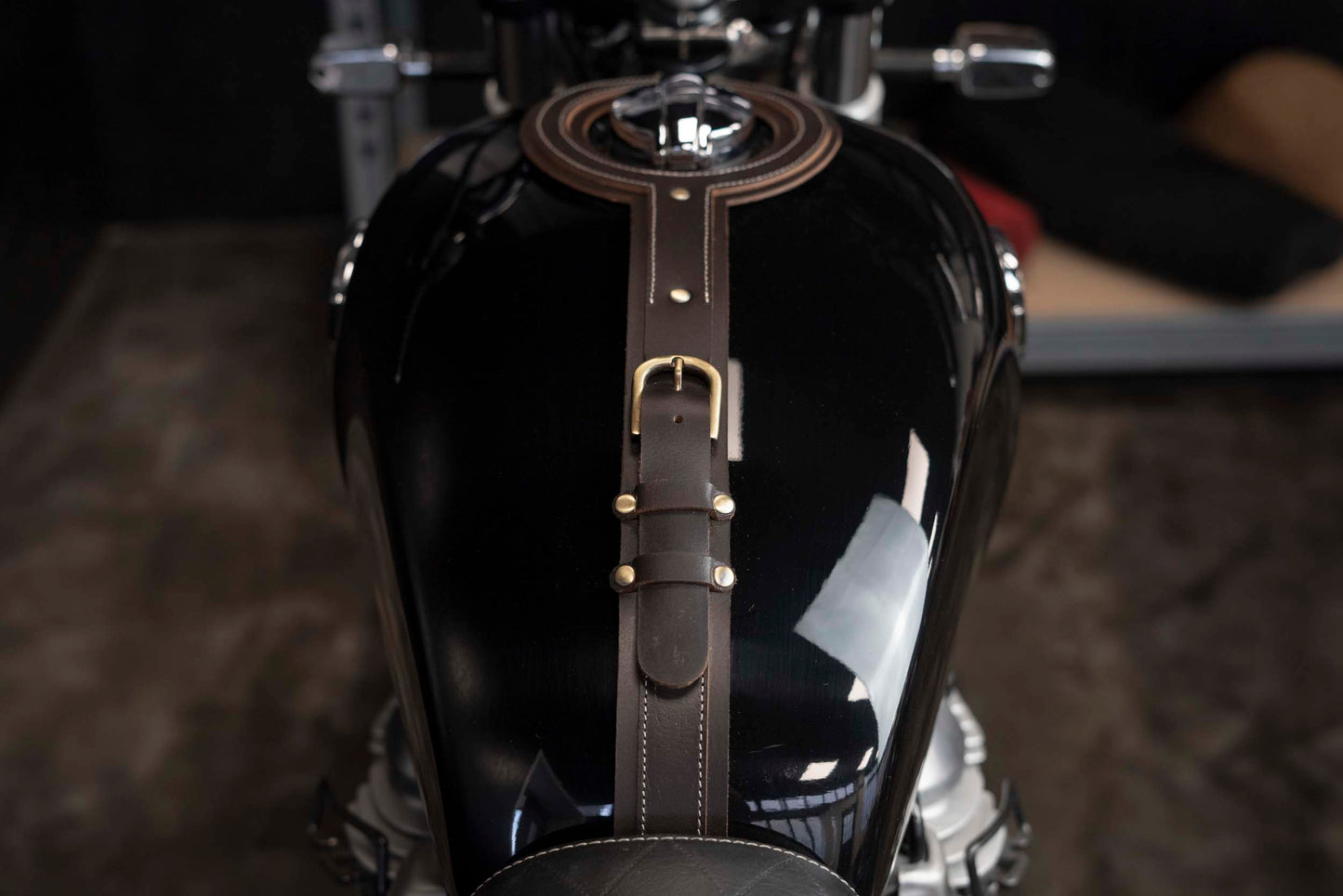 Brown tank strap for Royal Enfield Interceptor and Continentale GT 650