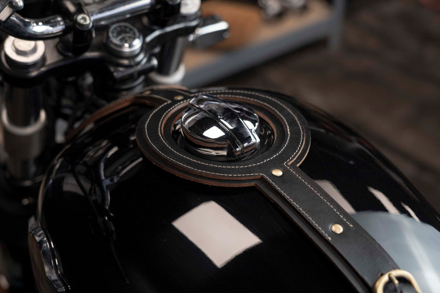 Black tank strap for Royal Enfield Interceptor and Continentale GT 650