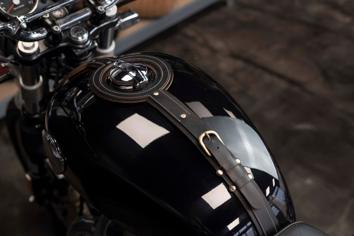 Black tank strap for Royal Enfield Interceptor and Continentale GT 650