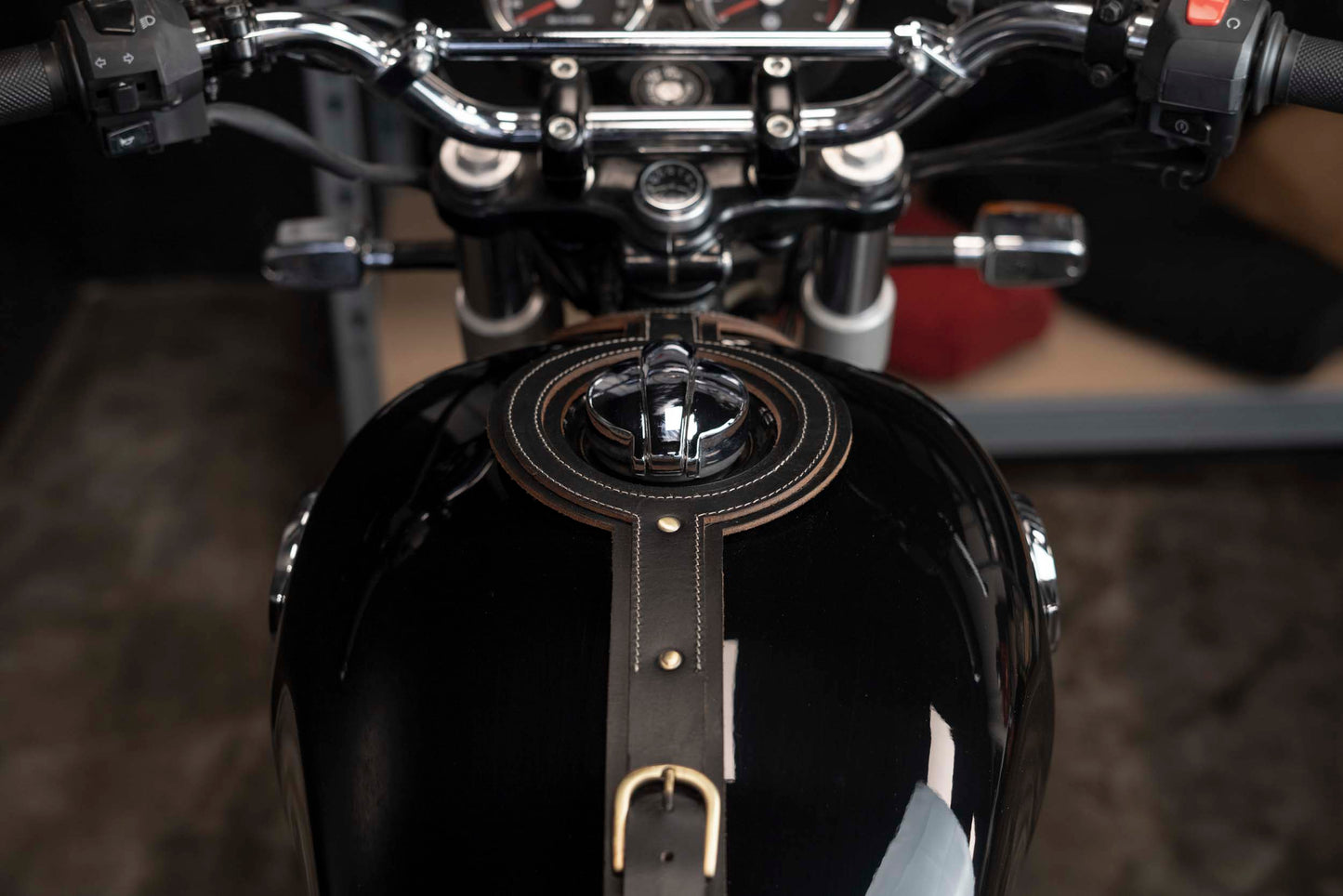 Black tank strap for Royal Enfield Interceptor and Continentale GT 650