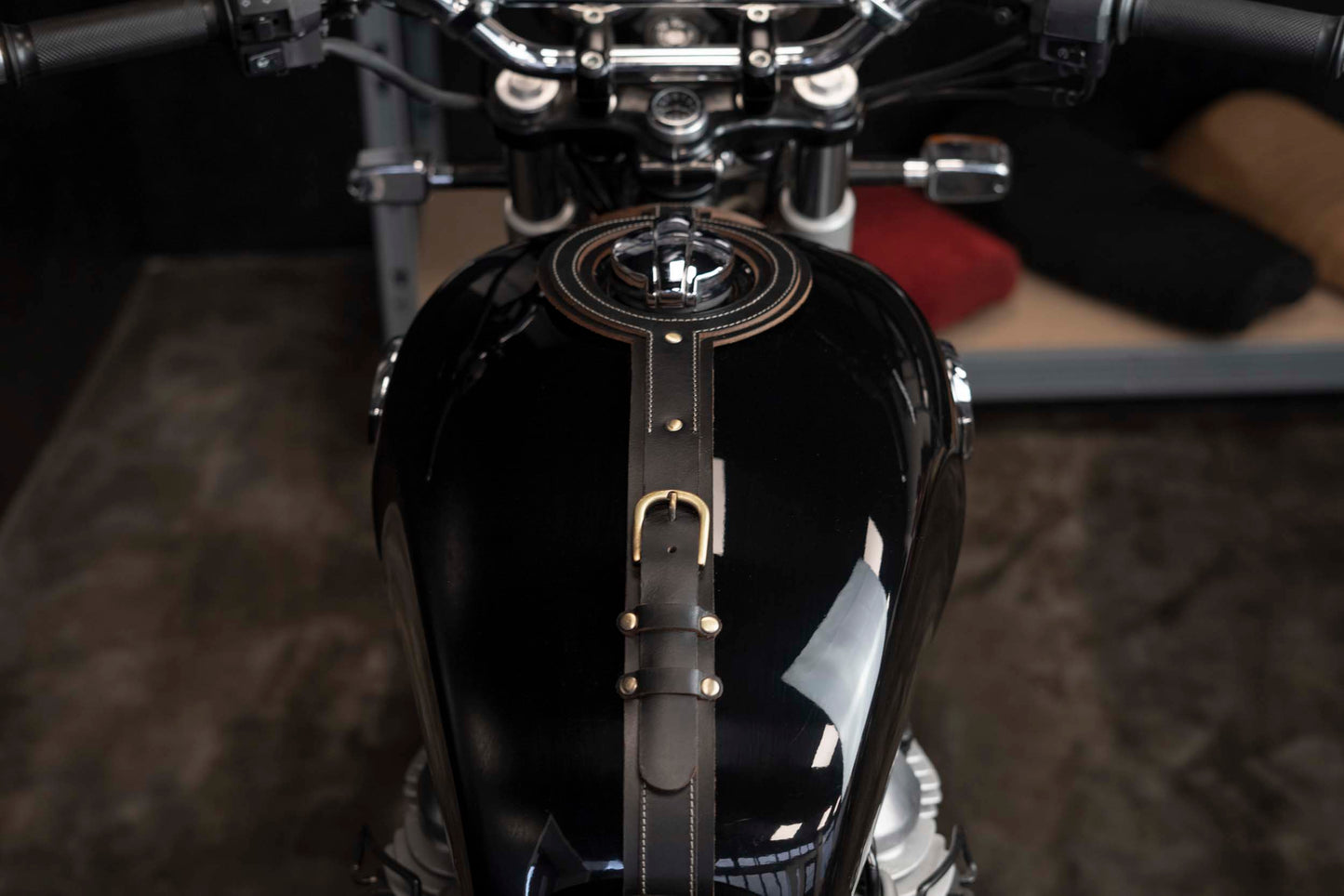 Black tank strap for Royal Enfield Interceptor and Continentale GT 650