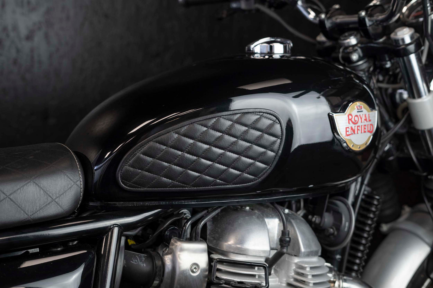 Royal Enfield Interceptor Black Leather Tank Patch