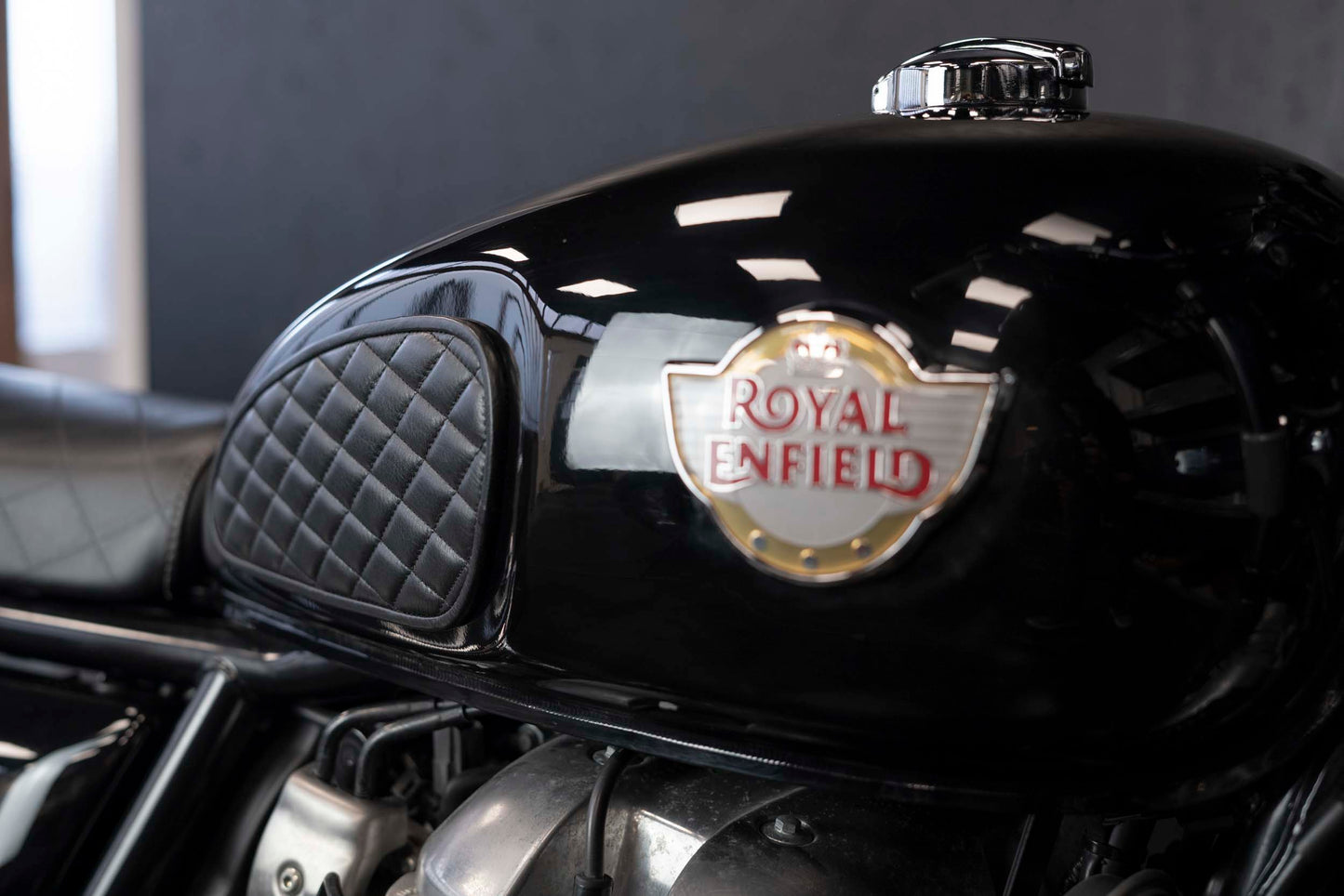 Royal Enfield Interceptor Black Leather Tank Patch